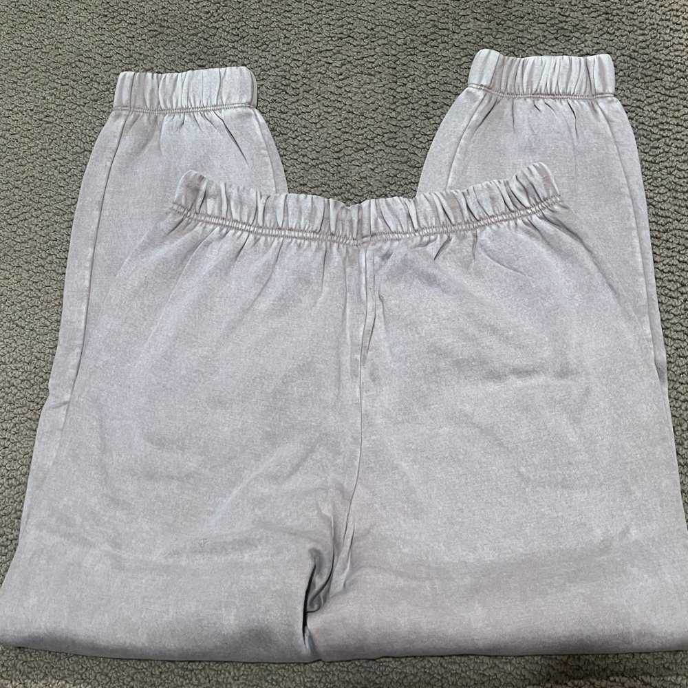 New Zenana Acid Wash Fleece Drawstring Sweatpants Ash Pockets Joggers New - Picture 4 of 7